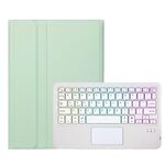 Per Samsung Galaxy Tab A9+ X210/X215/X215 A09B-AS Custodia per tablet in pelle con tastiera Bluetooth retroilluminata touch color caramello con portapenne (verde chiaro)