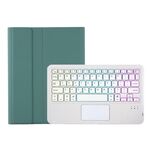 Per Samsung Galaxy Tab A9+ X210/X215/X215 A09B-AS Custodia per tablet in pelle con tastiera Bluetooth retroilluminata touch color caramello con portapenne (verde scuro)