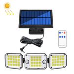 Lampada da parete solare a tripla testa da esterno 224 LED con sensore a corpo rotante Illuminazione domestica da giardino, Stile: Diviso