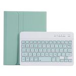 Per Samsung Galaxy Tab A9 X110/X115 A221B Custodia tablet in pelle con tastiera Bluetooth TPU color caramello con portapenne (verde chiaro)