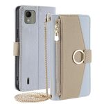 Custodia per telefono in pelle con trama crossbody Litchi per Nokia C110 4G (blu)