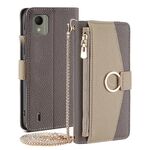 Custodia per telefono in pelle con trama crossbody Litchi per Nokia C110 4G (grigio)