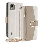 Custodia per telefono in pelle con trama crossbody Litchi per Nokia C110 4G (bianca)