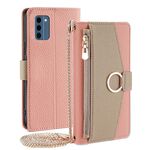 Per Nokia C300 4G Custodia a tracolla in pelle con trama litchi (rosa)