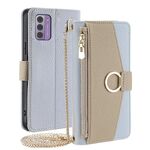 Per Nokia G42 5G Custodia a tracolla in pelle con trama litchi (blu)