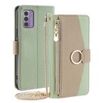 Per Nokia G42 5G Custodia a tracolla in pelle con texture litchi (verde)