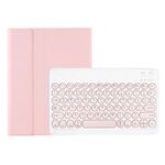 Per Samsung Galaxy Tab A9+ X210/X215/X215 YA09B Custodia in pelle con tastiera Bluetooth con copritasto rotondo in TPU color caramello con slot per penna (rosa)