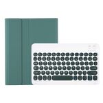 Per Samsung Galaxy Tab A9+ X210/X215/X215 YA09B Custodia in pelle con tastiera Bluetooth con copritasto rotondo in TPU color caramello con slot per penna (verde scuro)