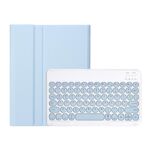Per Samsung Galaxy Tab A9+ X210/X215/X215 YA09B Custodia in pelle con tastiera Bluetooth rotonda in TPU color caramello con slot per penna (blu ghiaccio)