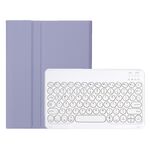 Per Samsung Galaxy Tab A9+ X210/X215/X215 YA09B Custodia in pelle con tastiera Bluetooth con copritasto rotondo in TPU color caramello con slot per penna (Viola)