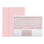 Per Samsung Galaxy Tab A9+ X210/X215/X215 YA09B-A Custodia in pelle con tastiera Bluetooth touch rotonda in TPU color caramello con slot per penna (Rosa)