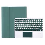 Per Samsung Galaxy Tab A9+ X210/X215/X215 YA09B-A Custodia in pelle con tastiera Bluetooth touch rotonda in TPU color caramello con slot per penna (Verde scuro)