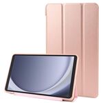 Per Samsung Galaxy Tab A9 Custodia ripiegabile a tre pieghe Custodia per tablet in pelle TPU con vibrazione orizzontale (oro rosa)