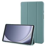 Per Samsung Galaxy Tab A9 Custodia ripiegabile a tre pieghe Custodia per tablet in pelle TPU con vibrazione orizzontale (verde scuro)