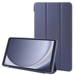 Per Samsung Galaxy Tab A9 Supporto triplo pieghevole Custodia per tablet in pelle TPU con vibrazione orizzontale (blu scuro)