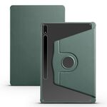 Per Samsung Galaxy Tab S8+ X800 Custodia in pelle per tablet con supporto per rotazione a 360 gradi in acrilico (verde scuro)