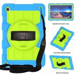 Per Samsung Galaxy Tab A9+ Custodia tablet antiurto in silicone ibrido per PC con tracolla (verde-bluastro)