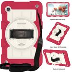Per Samsung Galaxy Tab A9 X110/X115 Custodia tablet antiurto per PC ibrido in silicone con tracolla (Feifan Magenta)