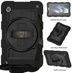 Per Samsung Galaxy Tab A9 X110/X115 Custodia tablet antiurto per PC ibrida in silicone con tracolla (nera)