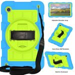 Per Samsung Galaxy Tab A9 X110/X115 Custodia tablet antiurto per PC ibrida in silicone con tracolla (verde-bluastro)
