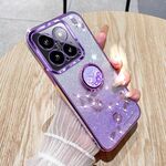 Per Xiaomi 14 Pro Custodia per telefono all-inclusive con anello floreale immortale con glitter sfumato (viola)