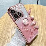 Custodia per telefono all-inclusive con anello floreale immortale con glitter sfumato per Xiaomi 14 Pro (rosa)
