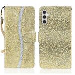 Per Samsung Galaxy A34 5G Custodia per telefono in pelle con polvere glitterata (oro)