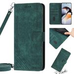 Per OnePlus Nord CE 3 Custodia in pelle con motivo a strisce Skin Feel con cordino (verde)