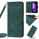 Custodia per cellulare in pelle con motivo a strisce per Tecno Pop 6 Pro Skin Feel con cordino (verde)