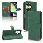 Per OnePlus Nord CE 3 Custodia per telefono in pelle con vibrazione magnetica Skin Feel (verde)