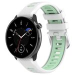 Per Amazfit GTR Mini 20mm Cross Texture cinturino con fibbia in acciaio inossidabile bicolore in silicone (bianco verde acqua)