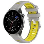 Per Amazfit GTR Mini 20mm Cross Texture cinturino con fibbia in acciaio inossidabile bicolore in silicone (grigio giallo)