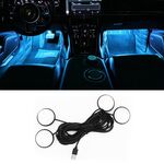 Luce d'atmosfera LED RGB per auto 4 in 1 USB (luce blu ghiaccio)