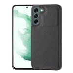 Per Samsung Galaxy S22+ 5G Custodia per telefono con motivo litchi cucita lateralmente (nera)