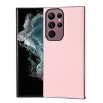 Custodia per telefono con montaggio laterale cucita con motivo litchi per Samsung Galaxy S22 Ultra 5G (rosa)
