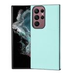 Custodia per telefono con montaggio laterale cucita con motivo litchi per Samsung Galaxy S22 Ultra 5G (verde menta)