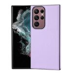 Per Samsung Galaxy S22 Ultra 5G Custodia per telefono con motivo litchi cucita lateralmente (viola)
