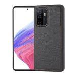 Per Samsung Galaxy S23+ 5G Custodia per telefono con motivo litchi cucita lateralmente (nera)