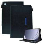 Per Samsung Galaxy Tab A9 Custodia per tablet in pelle scamosciata con texture incrociata con chiusura magnetica (nera)