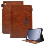 Per Samsung Galaxy Tab A9 Custodia per tablet in pelle scamosciata con texture incrociata con chiusura magnetica (marrone)