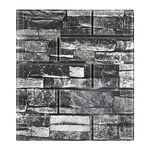 Adesivo da parete impermeabile con avvolgimento morbido, spessore 5 mm, 35 x 38,5 cm, carta da parati autoadesiva 3D (nero roccia)