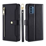 Per Nokia C300 4G US Edition Lite Custodia per cellulare in pelle con texture di pecora con cerniera incrociata (nero)