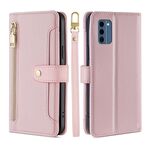 Per Nokia C300 4G US Edition Lite Custodia per telefono in pelle con texture di pecora con cerniera incrociata (rosa)