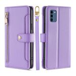 Per Nokia C300 4G US Edition Lite Custodia per telefono in pelle con texture di pecora con cerniera incrociata (viola)