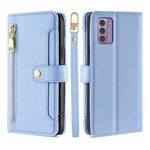 Per Nokia G42 5G Lite Custodia per telefono in pelle con cerniera a tracolla con texture di pecora (blu)