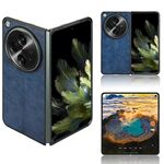Per OPPO Find N3 Custodia per telefono con cover posteriore cucita con motivo mucca (blu)