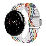 Per Google Pixel Watch/Watch 2 cinturino con fibbia magnetica con anello in nylon (arcobaleno bianco)