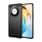 Custodia per telefono in TPU in fibra di carbonio con texture spazzolata per Honor X9B (nera)