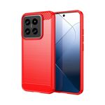 Per Xiaomi 14 Custodia per telefono TPU in fibra di carbonio con texture spazzolata (rossa)