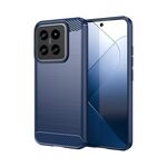 Per Xiaomi 14 Custodia per telefono TPU in fibra di carbonio con texture spazzolata (blu)
